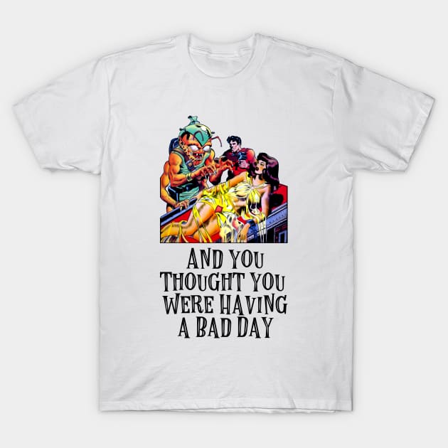 Sci-fi Alien Bad Day Comic Tee T-Shirt by Joaddo